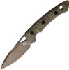 FOBOS Knives Cacula Fixed Blade Knife - 4.31" CPM-S35VN Gray PVD Drop Point, OD Green Micarta w/ Red Liners, Kydex Sheath