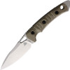 FOBOS Knives Cacula Fixed Blade Knife - 4.31" CPM-S35VN Stonewashed Drop Point, OD Green Micarta w/ Black Liners, Kydex Sheath