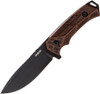 WOOX Rock62 Sculpted Walnut Fixed Blade - 4.5" Mil-Spec Black Sleipner Steel Blade, Sculpted American Walnut Wood Scales