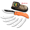 Outdoor Edge RazorLite 3.5" Replaceable Hunting Folding Knife Kit - Plain Edge, 3.5" Blades, 420J2 Stainless Steel, Blaze Orange Handle, Includes (6) Drop Point Blades