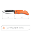 Outdoor Edge RazorLite 3.5" Replaceable Hunting Folding Knife Kit - Plain Edge, 3.5" Blades, 420J2 Stainless Steel, Blaze Orange Handle, Includes (6) Drop Point Blades