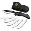 Outdoor Edge RazorLite 3.5" Replaceable Hunting Folding Knife Kit - Plain Edge, 3.5" Blades, 420J2 Stainless Steel, Black Handle, Includes (6) Drop Point Blades