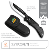 Outdoor Edge RazorLite 3.5" Replaceable Hunting Folding Knife Kit - Plain Edge, 3.5" Blades, 420J2 Stainless Steel, Black Handle, Includes (6) Drop Point Blades