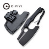 CIVIVI Knives Arata Fixed Blade Knife - 7.32" D2 Black Stonewashed Cleaver Blade, Contoured Black G10 Handles, Kydex Sheath - C21041-1