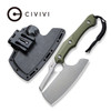 CIVIVI Knives Arata Fixed Blade Knife - 7.32" D2 Stonewashed Cleaver Blade, Contoured OD Green G10 Handles, Kydex Sheath - C21041-2