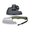 CIVIVI Knives Arata Fixed Blade Knife - 7.32" D2 Stonewashed Cleaver Blade, Contoured OD Green G10 Handles, Kydex Sheath - C21041-2