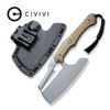 CIVIVI Knives Arata Fixed Blade Knife - 7.32" D2 Stonewashed Cleaver Blade, Contoured Tan G10 Handles, Kydex Sheath - C21041-3