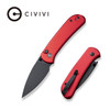 CIVIVI Knives Qubit Folding Knife - 2.98" 14C28N Black Stonewashed Drop Point Blade, Red Aluminum Handles - C22030E-2