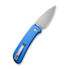 CIVIVI Knives Qubit Folding Knife - 2.98" 14C28N Satin Drop Point Blade, Blue Aluminum Handles - C22030E-3
