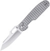 Kizer Knives Cormorant Flipper Knife - 3.23" CPM-20CV Satin Clip Point Blade, Titanium Grid Pattern Handles - KI4562A4