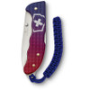 Victorinox Swiss Army Evoke Folding Knife - 3.875" Bead Blast Drop Point Blade, Blue/Red Gradiant Alox Handles with Clip and Paracord Lanyard - 0.9415.D221