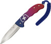 Victorinox Swiss Army Evoke Folding Knife - 3.875" Bead Blast Drop Point Blade, Blue/Red Gradiant Alox Handles with Clip and Paracord Lanyard - 0.9415.D221