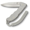 Victorinox Swiss Army Evoke Folding Knife - 3.875" Bead Blast Drop Point Blade, Silver Alox Handles with Clip and Paracord Lanyard - 0.9415.D26