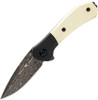 Buck 590 Legacy Collection Paradigm Assisted Flipper Knife - 3" Raindrop Damascus Drop Point Blade, Ivory G10 Handles with Black DLC Rotating Bolster Lock - 13518