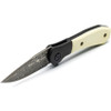 Buck 590 Legacy Collection Paradigm Assisted Flipper Knife - 3" Raindrop Damascus Drop Point Blade, Ivory G10 Handles with Black DLC Rotating Bolster Lock - 13518