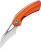 Bestech Knives Bihai Front Flipper Knife - 2.15" 14C28N Two Tone Satin/Stonewashed Hawkbill Blade, Orange G10 Handles - BG53B-1