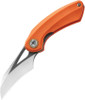 Bestech Knives Bihai Front Flipper Knife - 2.15" 14C28N Two Tone Satin/Gray Hawkbill Blade, Orange G10 Handles - BG53B-2