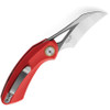 Bestech Knives Bihai Front Flipper Knife - 2.15" 14C28N Two Tone Satin/Gray Hawkbill Blade, Red G10 Handles - BG53C-2