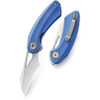 Bestech Knives Bihai Front Flipper Knife - 2.15" 14C28N Two Tone Satin/Stonewashed Hawkbill Blade, Blue G10 Handles - BG53D-1