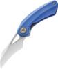Bestech Knives Bihai Front Flipper Knife - 2.15" 14C28N Two Tone Satin/Stonewashed Hawkbill Blade, Blue G10 Handles - BG53D-1