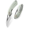 Bestech Knives Bihai Front Flipper Knife - 2.15" 14C28N Two Tone Satin/Gray Hawkbill Blade, Natural Jade G10 Handles - BG53F