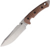 FOBOS Knives Tier 1-C Fixed Blade Knife - 6.45" CPM-3V Stonewashed Drop Point, Natural Canvas Micarta w/ Red Liners, Leather Sheath