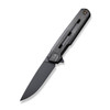 We Knife Company Navo Flipper Knife - 3.25" CPM-20CV Black Stonewashed Drop Point Blade, Black Canvas Micarta Handles - WE22026-1