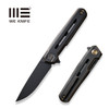 We Knife Company Navo Flipper Knife - 3.25" CPM-20CV Black Stonewashed Drop Point Blade, Black/Bronze Titanium Handles - WE22026-3