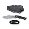 CIVIVI Knives Vaquita II Mini Fixed Blade - 3.2" Nitro-V Satin Kukri Blade, Black G10 Handles, Kydex Sheath - C047C-1