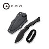 CIVIVI Knives Vaquita II Mini Fixed Blade - 3.2" Nitro-V Black Stonewashed Kukri Blade, Dark Green Canvas Micarta Handles, Kydex Sheath - C047C-3