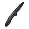 CIVIVI Knives GTC Hypersonic Flipper Knife - 3.7" 14C28N Black Stonewashed Reverse Tanto Blade, Black Stainless Steel Handles with OD Green G10 Inlays - C22011-1