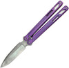 EOS Purple Serpent Balisong Butterfly Knife - 4.15" CTS-XHP Stonewash Drop Point Blade and Milled Titanium Handles