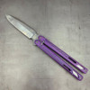 EOS Purple Serpent Balisong Butterfly Knife - 4.15" CTS-XHP Stonewash Drop Point Blade and Milled Titanium Handles