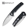 Sencut Knives Sachse Flipper Knife - 3.47" Satin Drop Point Blade, Black G10 Handles - S21007-5