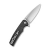 Sencut Knives Sachse Flipper Knife - 3.47" Satin Drop Point Blade, Black Canvas Micarta Handles - S21007-1