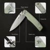 Sencut Knives Sachse Flipper Knife - 3.47" Satin Drop Point Blade, Natural Jade G10 Handles - S21007-4