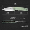Sencut Knives Sachse Flipper Knife - 3.47" Satin Drop Point Blade, Natural Jade G10 Handles - S21007-4