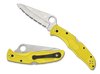 Spyderco Pacific Salt 2 Folding Knife - 3.78" H2 Satin Serrated Blade, Yellow FRN Handles - C91SYL2