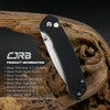 CJRB Cutlery Pyrite Folding Knife - 3.11" AR-RPM9 Stonewashed Drop Point Blade, Black G10 Handles - J1925-BK