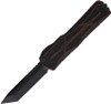 Heretic Knives Colossus OTF AUTO - 3.5" CPM-MagnaCut Black Stonewash Tanto Blade, Battleworn Rootbeer Aluminum Handle with Black Traction Inlay - H040-8A-BRKRB