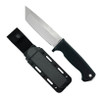 Demko Knives FreeReign Fixed Blade Knife - 5" AUS-10A Satin Tanto, Black Injection Molded Rubber Handle, Molded Plastic Sheath