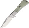 Finch Knife Company FLINT Flipper Knife - 3" 154CM Satin Clip Point Blade, Natural Jade G10 Handles with Stainless Steel Bolsters - FT003