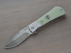 Finch Knife Company FLINT Flipper Knife - 3" 154CM Satin Clip Point Blade, Natural Jade G10 Handles with Stainless Steel Bolsters - FT003
