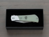 Finch Knife Company FLINT Flipper Knife - 3" 154CM Satin Clip Point Blade, Natural Jade G10 Handles with Stainless Steel Bolsters - FT003