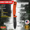 ESEE Knives Ashley Game Knife Fixed - 3.5" 1095 Black Stonewashed Blade, Orange G10 Handles, Leather Sheath - ESEE-AGK-OR