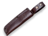 Joker Knives BS9 Campero Bushcraft Fixed Blade Knife - 4.13" SANDVIK 14C28N Satin Drop Point, Brown Canvas Micarta Handles, Leather Sheath