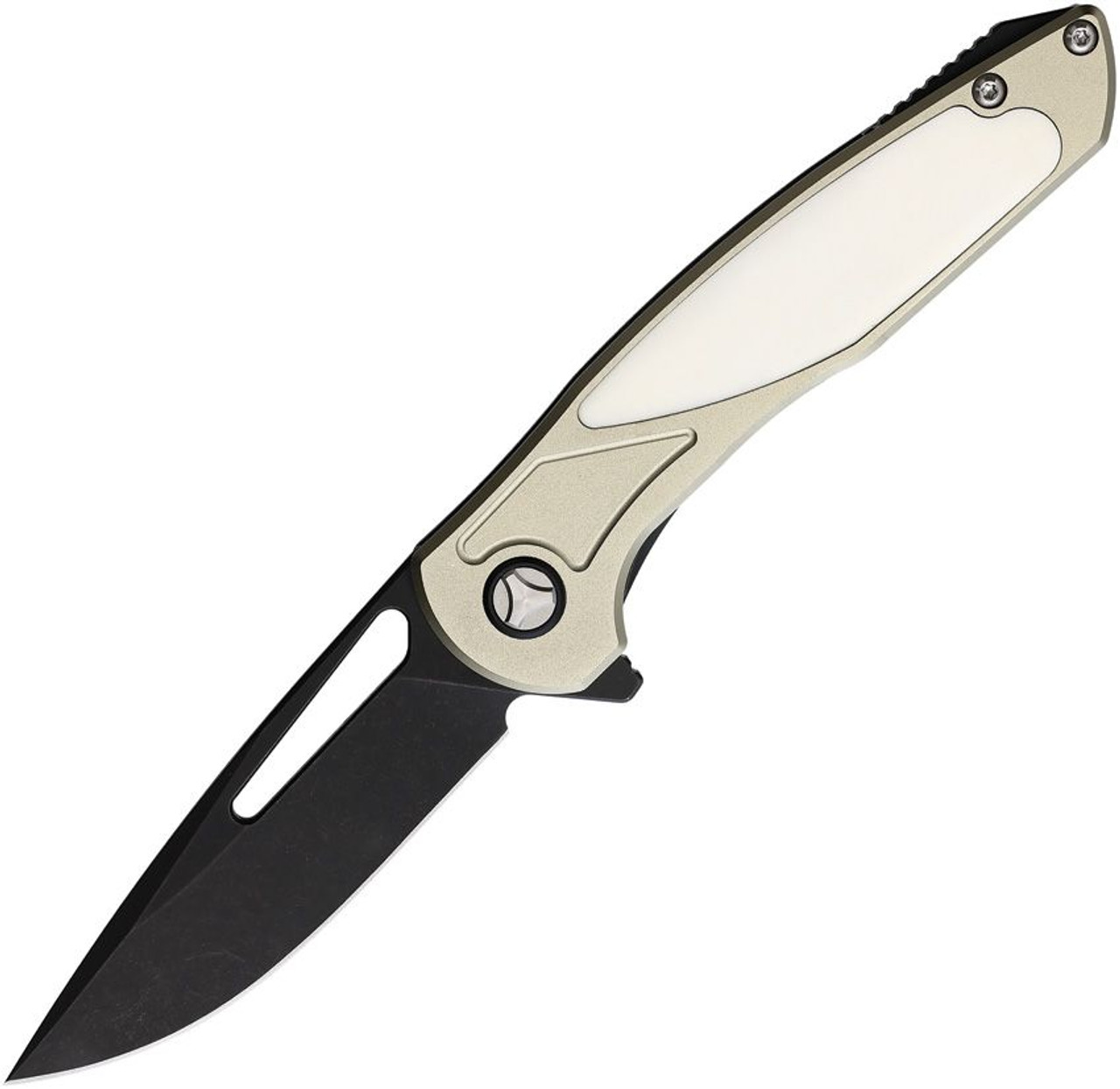 Rough Ryder Tattoo Series Folding Knife - Champagne Handle, Drop