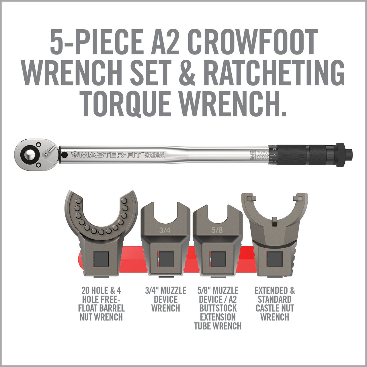 Real Avid AVMF5WS 5-PC A2 Crowsfoot Torque Wrench Set