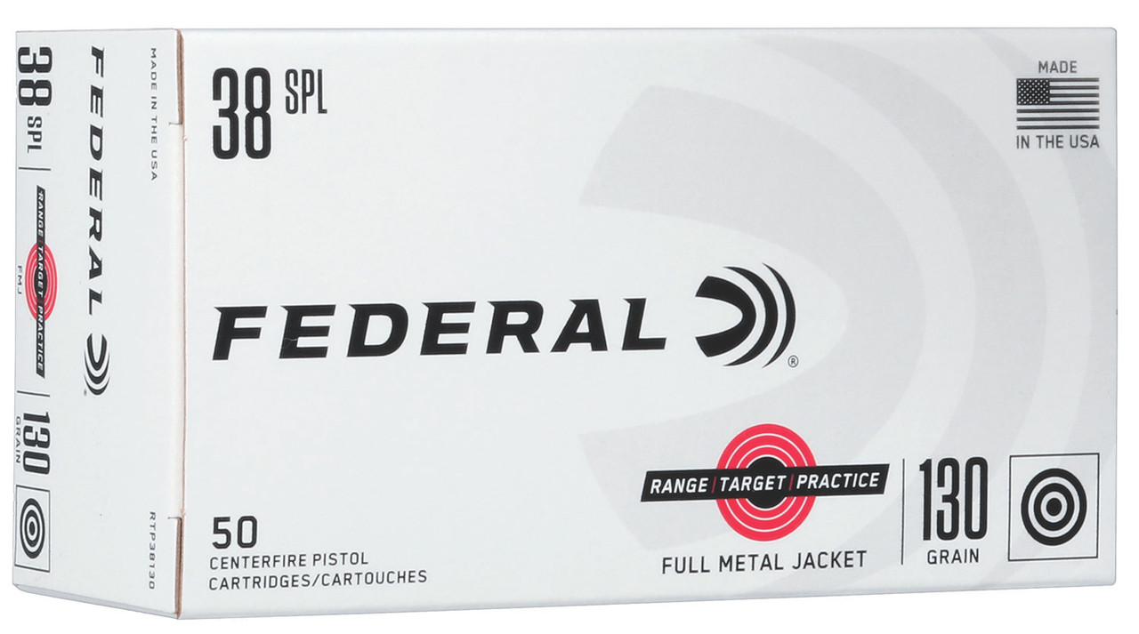Federal Range & Target 38 Special Ammunition 130 Grain Full Metal Jacket RTP38130 - 50 Rounds per Box