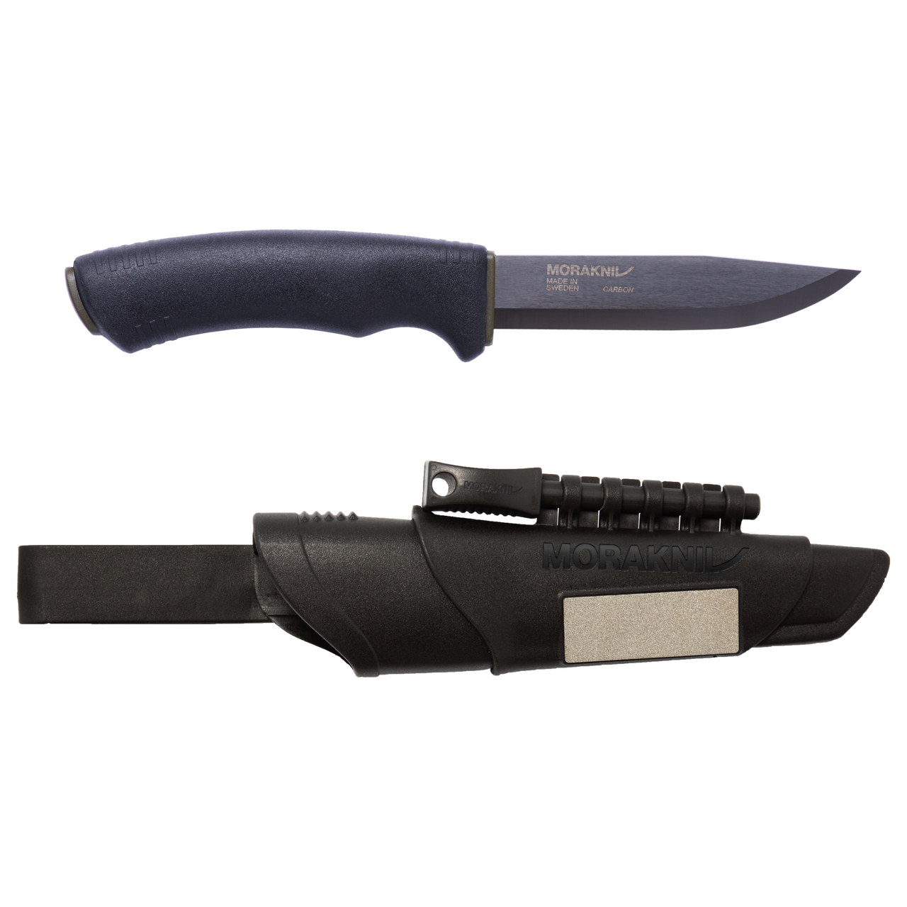Morakniv Bushcraft BlackBlade Survival Knife with Fire Starter - Carbon  Steel Blade, Black Rubber Handle, Black Sheath